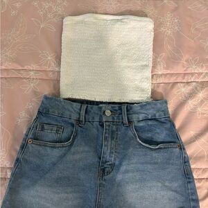 Forever 21 Blue and White Crop Top